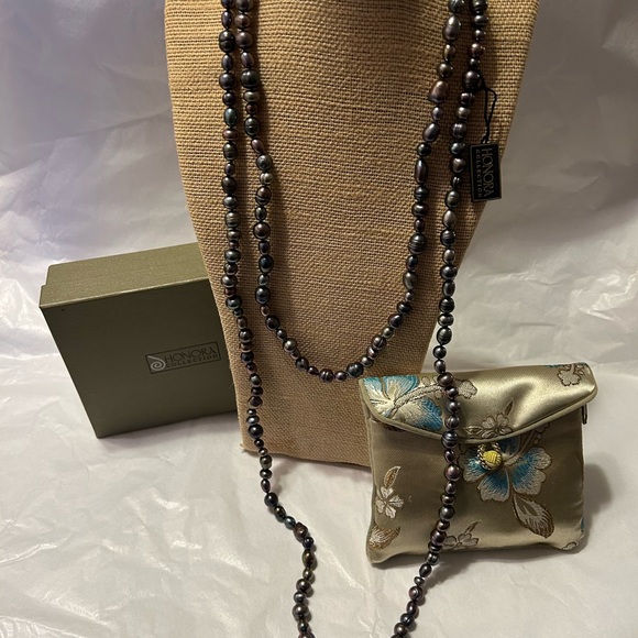 Honora Black Beaded Necklace Elegant Long Strand - Picture 5 of 5